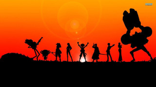 Group sunset silhouette holding large - giantess art free wallpaper