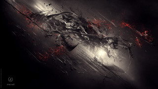 Futuristic artwork red streaks black - behance hd free wallpaper