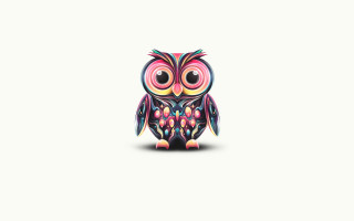 Colorful owl white surface background - a black outline free wallpaper