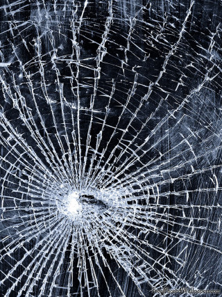 Cracked glass window hole black - benoit b. mandelbrot free wallpaper for mobile