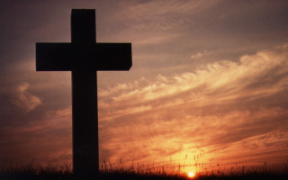 Cross field sunset clouds sky - radiant light free wallpaper for desktop