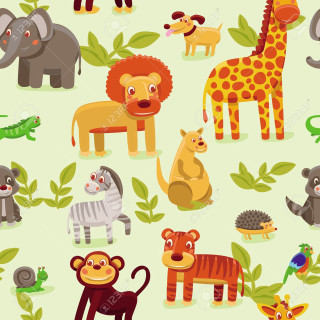 Cartoon jungle animals plants green - free animals wallpaper for tablet