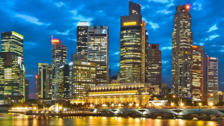 City skyline bridge river night - a bridge and a river in front free wallpaper