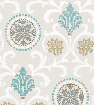 Blue brown flowers pattern white - high detail 8 k free wallpaper