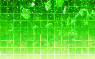Green tiled wall water splashing - border free wallpaper