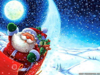 Santa claus sleigh snow teddy - his lap free wallpaper for desktop