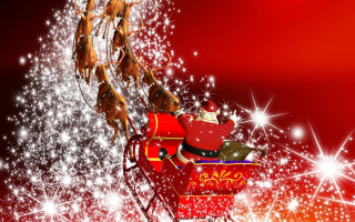 Santa sleigh christmas tree star - a santa claus sleigh free wallpaper