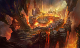 Fountain lava rocks fire man - lava free wallpaper