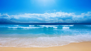 Beach waves sand blue sky 5 - the background and sun free wallpaper