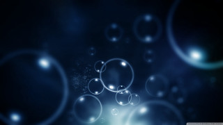 Blue bubbles floating blurry background - bubble free wallpaper for desktop