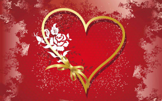 Heart gold ribbon flowers red 4 - a gold ribbon free wallpaper