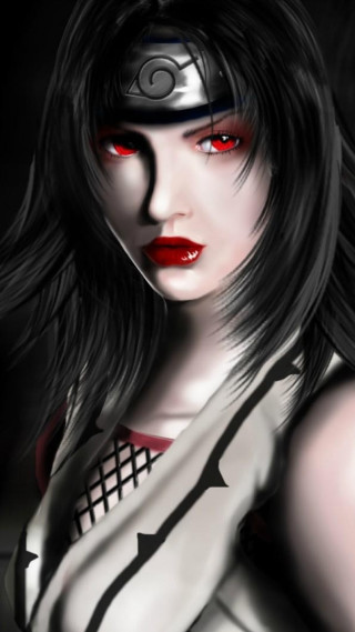 Gothic anime woman redeyes blackoutfit - a red eye free wallpaper for mobile