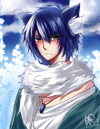 Anime cat head scarf character - derf free wallpaper for mobile