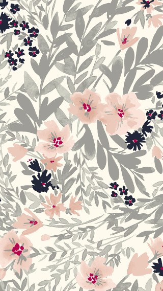 Floral pink green white black - a floral pattern free wallpaper