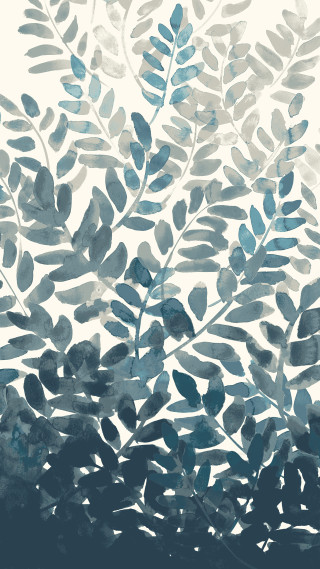 Blue leaves plant painting white - a blue border free wallpaper for mobile