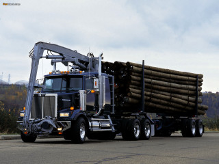 Large truck logs driving road - the back of its free wallpaper for desktop