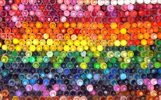 Rainbow colored glass bottles arranged 2 - crayon art free wallpaper