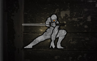 Sticker person sword door black - a yellow eye free wallpaper