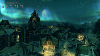 Fantasy village night full moon - a full moon in the sky above free wallpaper for desktop
