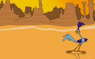 Cartoon bird blue head desert - loony toon free wallpaper
