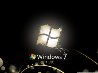 Black background windows7 logo gold 3 - a gold ribbon free wallpaper