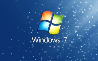 Blue background windows7 logo snowflakes - david firth free wallpaper for desktop