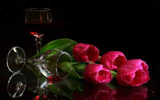 Wine glass pink flowers table - anton graff free wallpaper