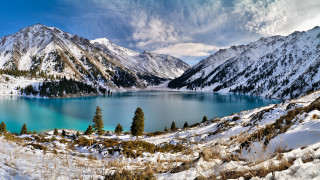 Lake snowy mountains cloudy sky - amir zand free wallpaper for desktop