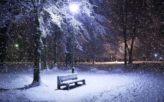 Bench snowy park night streetlight 8 - all free wallpaper