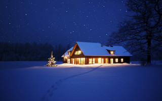 House snow night christmas stars - a star free wallpaper for desktop