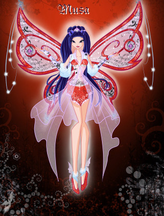 Fairy wings red dress red - free fantasy wallpaper for mobile