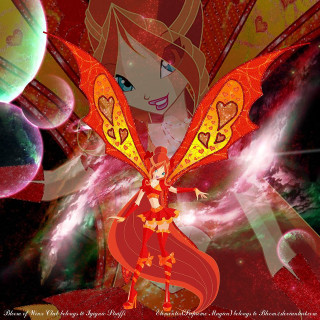Cartoon butterfly wings red dress - a space background free wallpaper for tablet