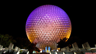 Large building purple dome nighttime - an art deco sculpture free wallpaper