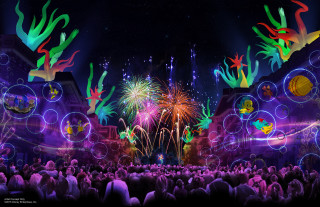 Crowd fireworks colorful lights show - concept design art free wallpaper