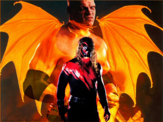 Man dragon costume red black - dark art free wallpaper