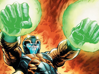 Green suit man glowing fire - a green suit free wallpaper