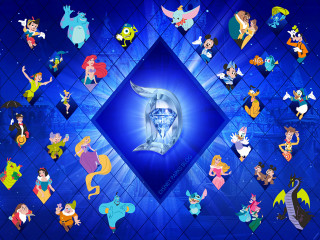 Blue diamond cartoon characters center - a diamond free wallpaper