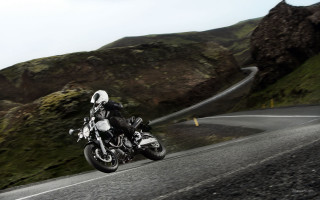 Motorcycle winding road mountainside ride - daarken free wallpaper