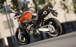 Motorcycle parked road building tree - behance hd free wallpaper