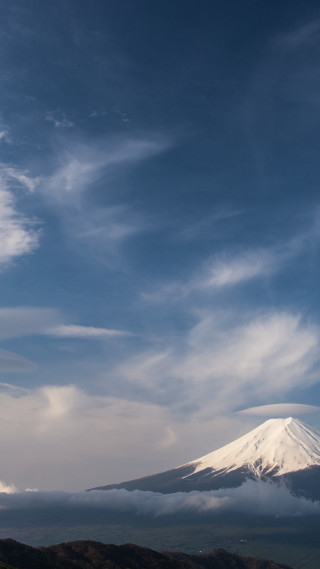 Mountain snowcapped clouds blue sky - peak in the distance free wallpaper for mobile