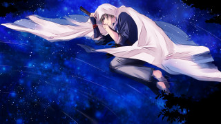 Man white robe sword stars - aya goda free wallpaper for desktop