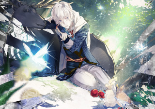 Woman sword rock wolf glowing - a rock free wallpaper for desktop