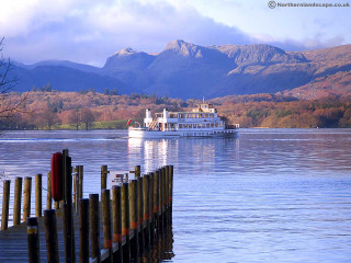 Boat dock mountains clouds trees - andrew geddes free wallpaper