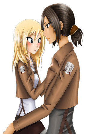 Anime couple hugging smiling hand - the others hand free wallpaper