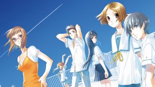 Anime girls bridge sky background - a sky background behind them free wallpaper