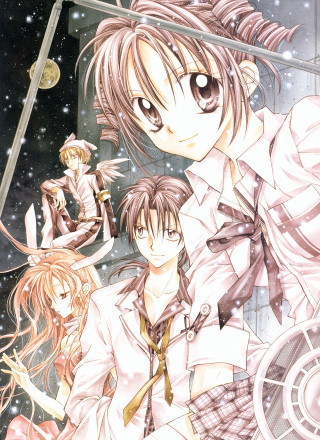 Anime characters window snow falling - a window free wallpaper for mobile