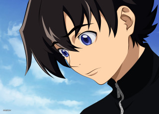 Man blue eyes black shirt 3 - ufotable free wallpaper