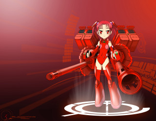 Cartoon character gun red background 2 - mecha free wallpaper for desktop