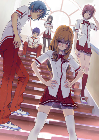 Anime characters stairs hands on - a set of stairs free wallpaper