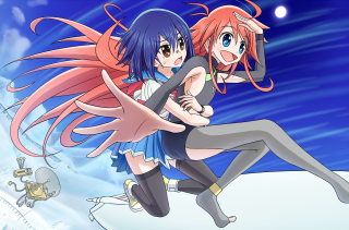 Anime characters hugging snow together - the snow together free wallpaper for desktop